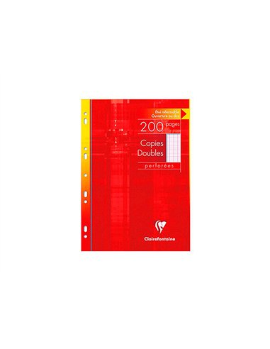 Copie double clairefontaine a4 210x297mm papier vélin velouté 200p 90g séyès perforées étui verni.