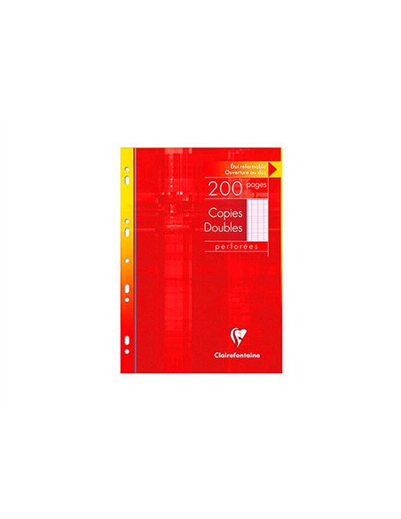 Copie double clairefontaine a4 210x297mm papier vélin velouté 200p 90g séyès perforées étui verni.