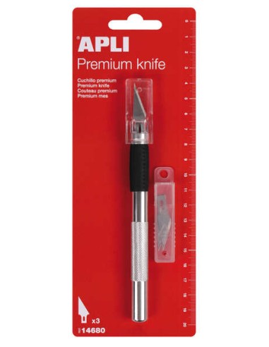 Couteau de précision Apli Premium - 15 mm - Lame en acier inoxydable - Finition douce - Remplacement facile de la lame - Compren