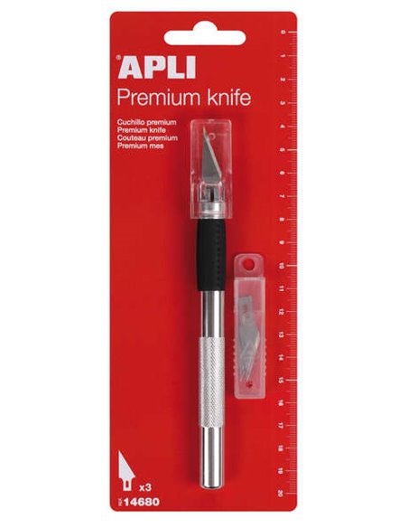 Couteau de précision Apli Premium - 15 mm - Lame en acier inoxydable - Finition douce - Remplacement facile de la lame - Compren