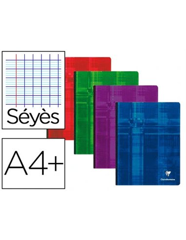 Cahier broche clairefontaine couverture carte pelliculee 24x32cm 192 pages 90g seyes.