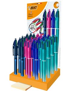 Stylo à bille rétractable Bic 4 couleurs dégradé lisse et goutte - Pointe moyenne 1,0 mm - Écriture 40 % plus fluide - 4 couleur