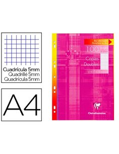 Copie double clairefontaine a4 210x297mm papier vélin velouté 100p 90g 5x5mm perforées étui verni.