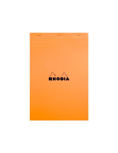Bloc bureau rhodia a7+ papier vélin surfin couverture enduite enveloppante 85x120mm 80f détachables 80g 5x5mm orange.