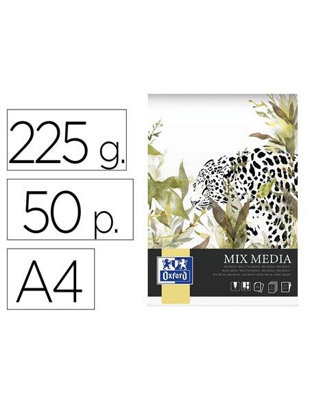 Bloc mixmedia oxford endosse feuilles detachables a4 50 pages 225g.