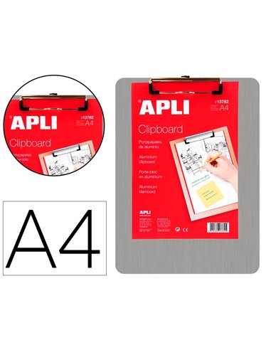 Porte-bloc apli aluminium a4 230x310mm clip fixateur.