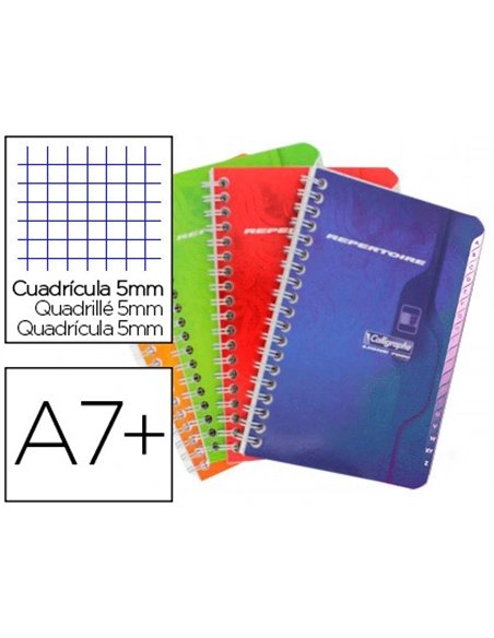 Répertoire clairefontaine reliure intégrale papier surfin couverture carte couchée vernie 90x140mm 100 pages 70g 5x5mm.