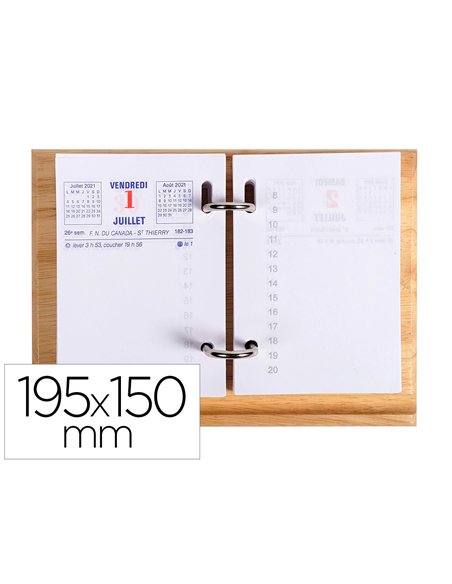 Socle jpc bois vernis pour blocs éphémérides support crayon 195x150mm.