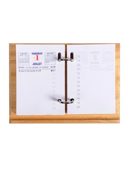 Socle jpc bois vernis pour blocs éphémérides support crayon 195x150mm.