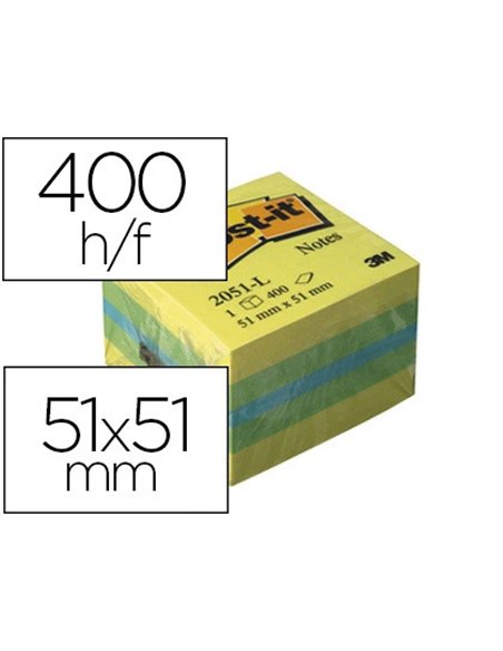 Bloc-notes post-it minis 51x51mm 400f repositionnables coloris rêve.