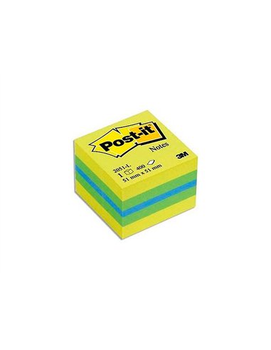 Bloc-notes post-it minis 51x51mm 400f repositionnables coloris plaisir.