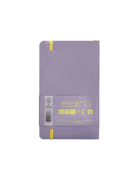 Carnet a6 antartik notes lignecouverture souple fermeture elastique jaune 100 pages 80gr coloris lilas.