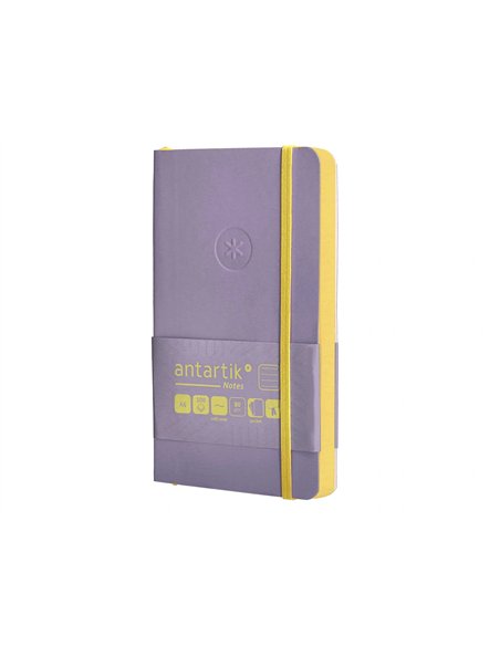 Carnet a6 antartik notes lignecouverture souple fermeture elastique jaune 100 pages 80gr coloris lilas.