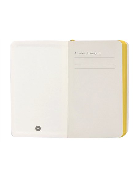 Carnet a6 antartik notes papier uni ivoire couverture souple fermeture elastique jaune 100 pages 80gr coloris lilas.