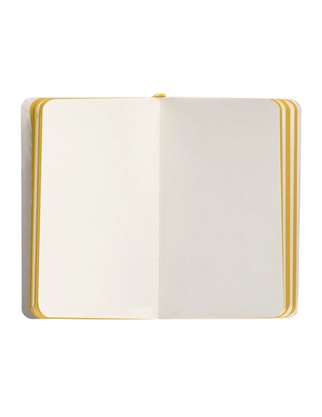Carnet a6 antartik notes papier uni ivoire couverture souple fermeture elastique jaune 100 pages 80gr coloris lilas.