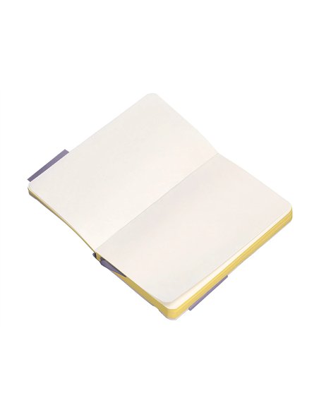 Carnet a6 antartik notes papier uni ivoire couverture souple fermeture elastique jaune 100 pages 80gr coloris lilas.