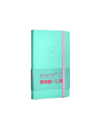Carnet a6 antartik notes lignecouverture souple fermeture elastique rose 100 pages 80gr coloris turquoise.