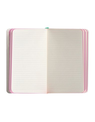 Carnet a6 antartik notes lignecouverture souple fermeture elastique rose 100 pages 80gr coloris turquoise.