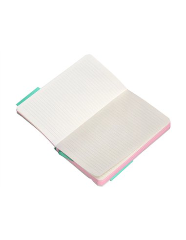 Carnet a6 antartik notes lignecouverture souple fermeture elastique rose 100 pages 80gr coloris turquoise.