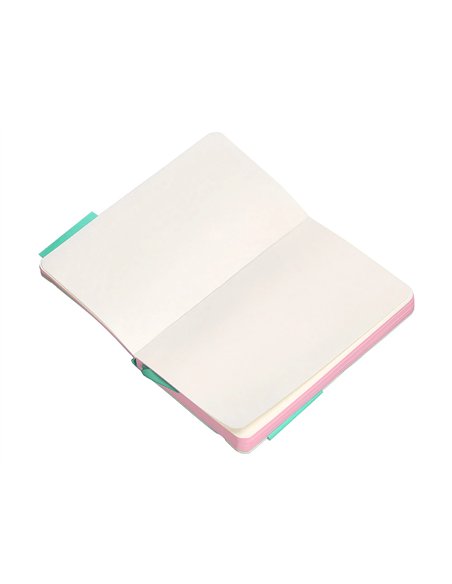 Carnet a6 antartik notes papier uni ivoire couverture souple fermeture elastique rose 100 pages 80gr coloris turquoise.