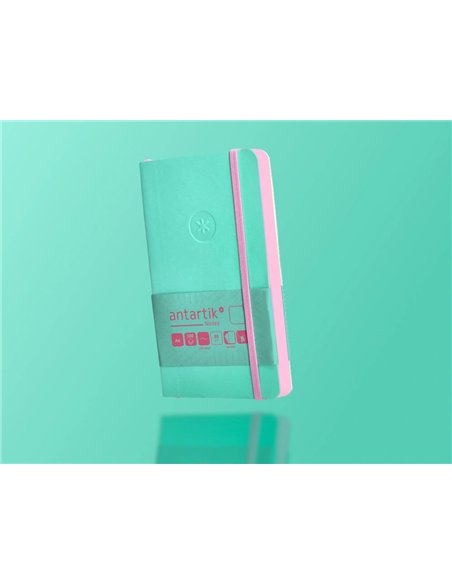 Carnet a6 antartik notes papier uni ivoire couverture souple fermeture elastique rose 100 pages 80gr coloris turquoise.