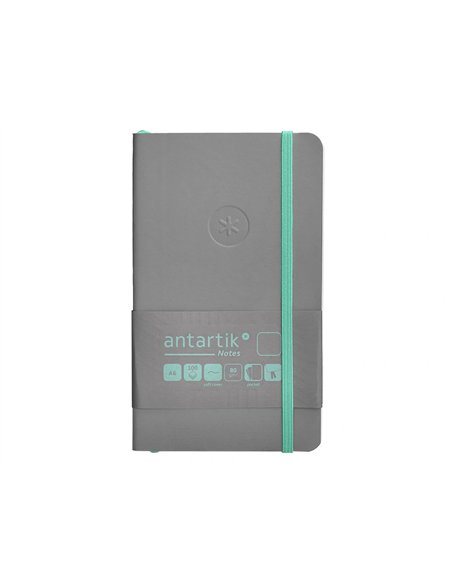 Carnet a6 antartik notes papier uni ivoire couverture souple fermeture elastique turquoise 100 pages 80gr coloris gris.