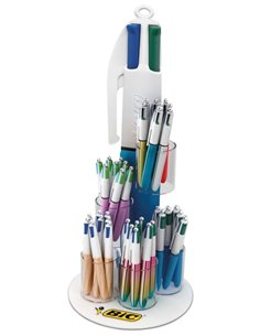 Coffret de 60 stylos à bille rétractables Bic 4 couleurs - Pointe moyenne 1,0 mm - Encre à base d'huile - 4 couleurs - Motifs as