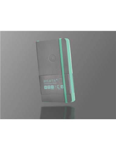Carnet a6 antartik notes papier uni ivoire couverture souple fermeture elastique turquoise 100 pages 80gr coloris gris.