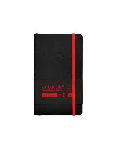Carnet a6 antartik notes lignecouverture souple fermeture elastique rouge 100 pages 80grcoloris noir.