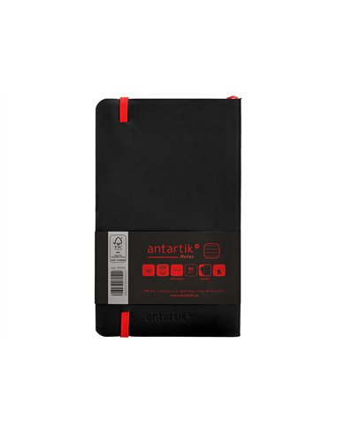 Carnet a6 antartik notes lignecouverture souple fermeture elastique rouge 100 pages 80grcoloris noir.