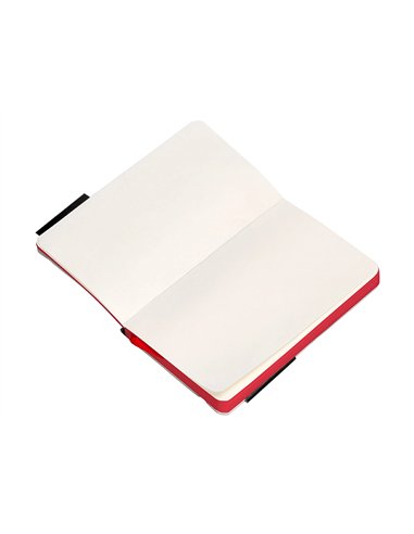 Carnet a6 antartik notes papier uni ivoire couverture souple fermeture elastique rouge 100 pages 80gr coloris noir.