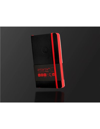 Carnet a6 antartik notes papier uni ivoire couverture souple fermeture elastique rouge 100 pages 80gr coloris noir.