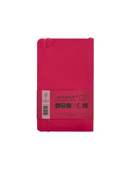 Carnet a6 antartik notes lignecouverture souple fermeture elastique 100 pages 80gr coloris framboise.
