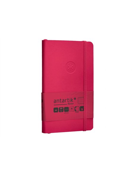 Carnet a6 antartik notes lignecouverture souple fermeture elastique 100 pages 80gr coloris framboise.