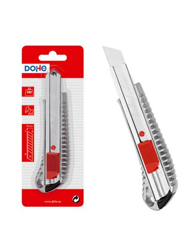 Cutter en acier inoxydable Dohe - Lames sécables en acier - Système de verrouillage des lames - Blister individuel