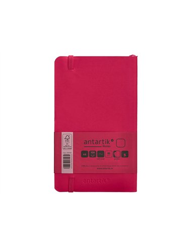 Carnet a6 antartik notes papier uni ivoire couverture souple fermeture elastique 100pages 80gr coloris framboise.