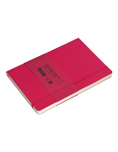 Carnet a5 antartik notes lignecouverture souple fermeture elastique 100 pages 80gr coloris framboise.