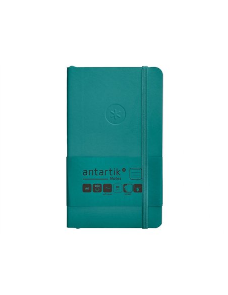 Carnet a6 antartik notes lignecouverture souple fermeture elastique 100 pages 80gr coloris vert paon.