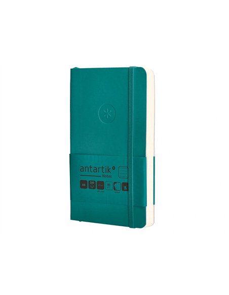 Carnet a6 antartik notes lignecouverture souple fermeture elastique 100 pages 80gr coloris vert paon.