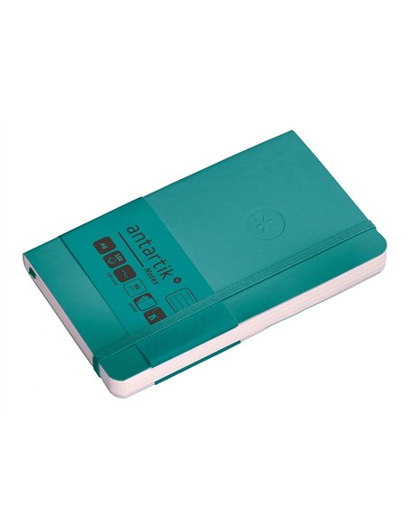 Carnet a6 antartik notes lignecouverture souple fermeture elastique 100 pages 80gr coloris vert paon.