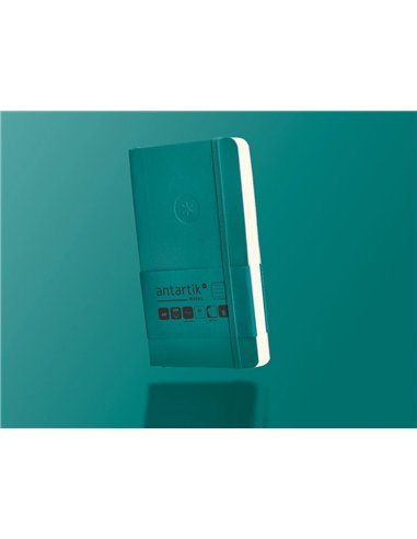 Carnet a6 antartik notes lignecouverture souple fermeture elastique 100 pages 80gr coloris vert paon.
