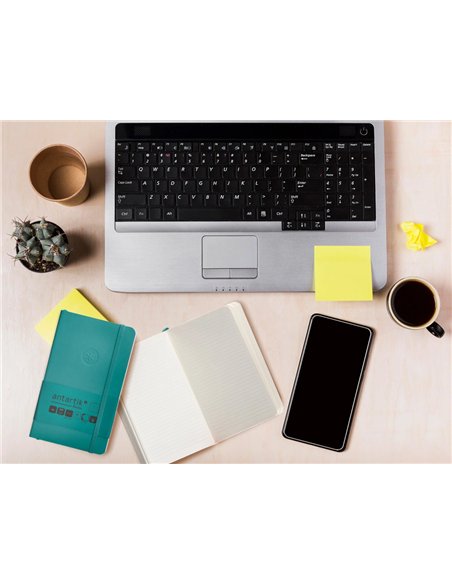 Carnet a6 antartik notes lignecouverture souple fermeture elastique 100 pages 80gr coloris vert paon.