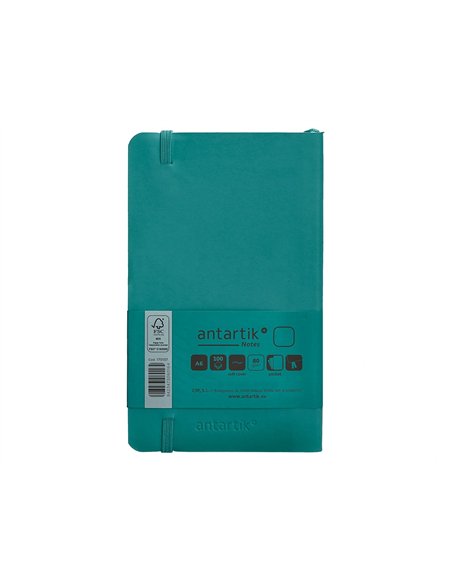 Carnet a6 antartik notes papier uni ivoire couverture souple fermeture elastique 100pages 80gr coloris vert paon.