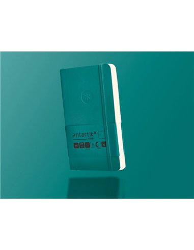 Carnet a6 antartik notes papier uni ivoire couverture souple fermeture elastique 100pages 80gr coloris vert paon.
