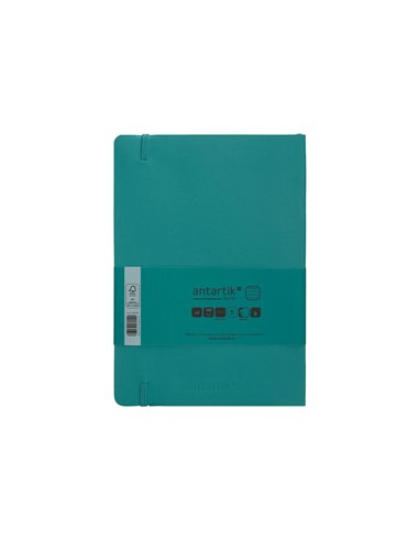 Carnet a5 antartik notes lignecouverture souple fermeture elastique 100 pages 80gr coloris vert paon.