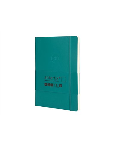Carnet a5 antartik notes papier uni ivoire couverture souple fermeture elastique 100pages 80gr coloris vert paon.