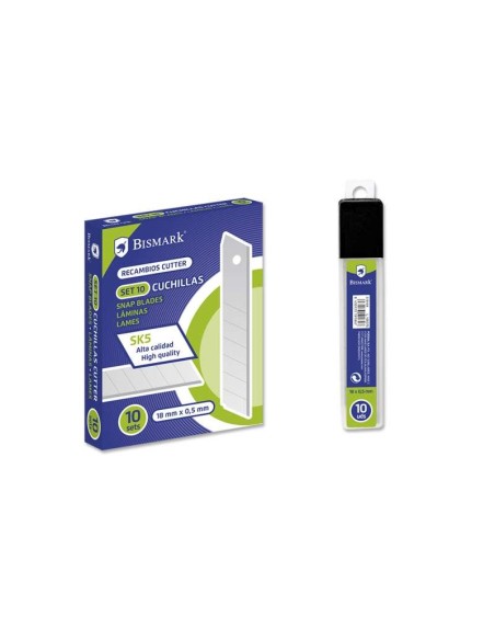 Blister Bismark de 10 lames de rechange en acier de haute qualité - Dimensions 18 mm x 0,5 mm - Acier SK5