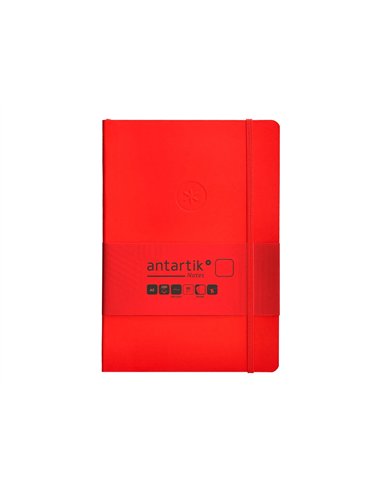 Carnet a5 antartik notes papier uni ivoire couverture souple fermeture elastique 100pages 80gr coloris rouge.