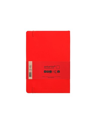 Carnet a5 antartik notes papier uni ivoire couverture souple fermeture elastique 100pages 80gr coloris rouge.