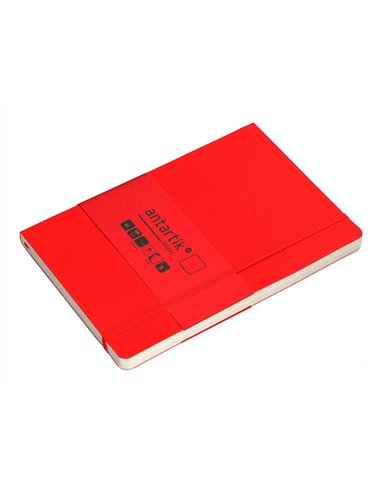 Carnet a5 antartik notes papier uni ivoire couverture souple fermeture elastique 100pages 80gr coloris rouge.